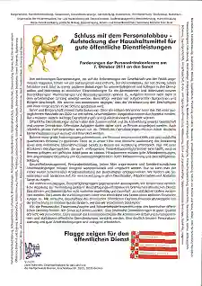 Bild des Forderungspapiers für Bürgermeister Jens Böhrnsen 