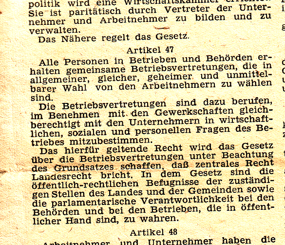 Text des Artikels 47 der Bremischen Landesverfassung