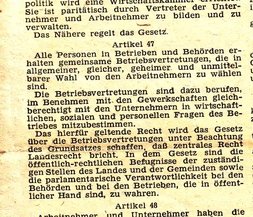 Text des Artikels 47 der Bremischen Landesverfassung