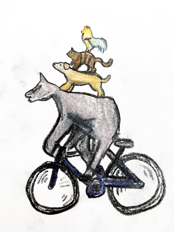 Die Bremer Stadtmusikanten fahren Fahrrad