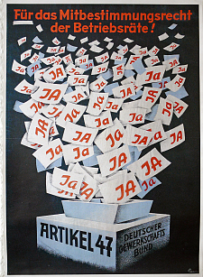 Plakat für die Volksabstimmung für die Aufnahme der Mitbestimmung 