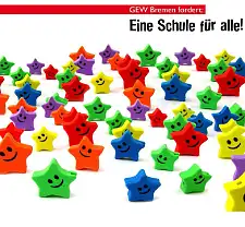 Zeichnung: Verschiedene Arten von Sternchen symbolisieren: Eine Schule für alle!
