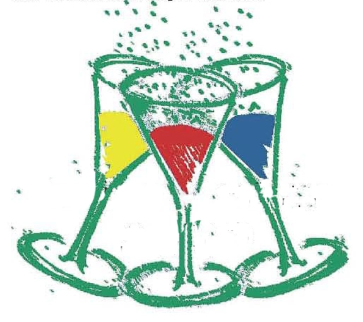 3 Sektgläser, die anstoßen