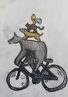 Die Bremer Stadtmusikanten fahren Fahrrad