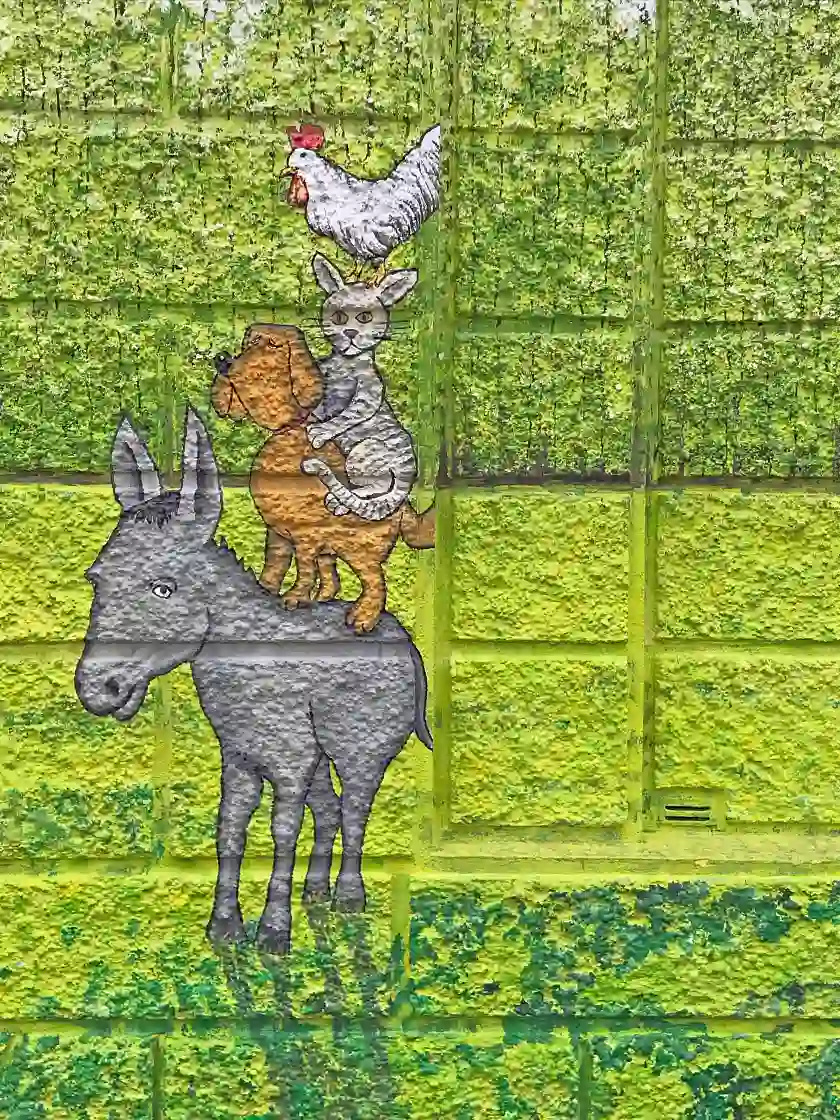 Foto eines Wandgraffitis der Bremer Stadtmusikanten