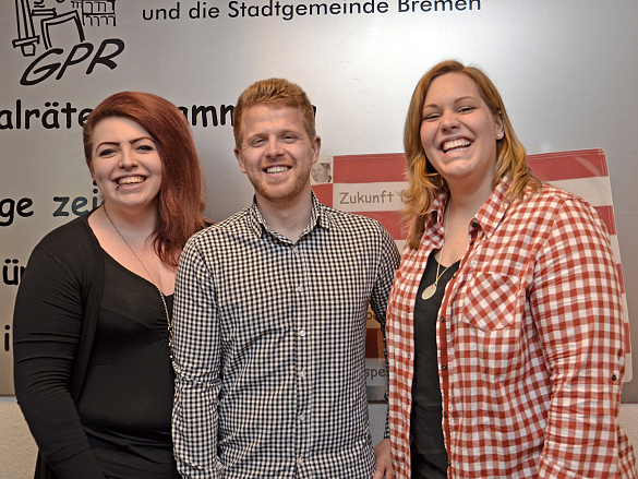 von links nach rechts: Feli Smidt, Nils Schröder und Sarah Zeidler freuen sich auf die nächsten vier Jahre, als Jugend- und Auszubildendenvertretung im Gesamtpersonalrat mitzuarbeiten