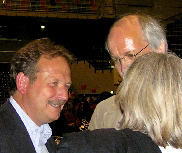 Foto von Frank Bsirske, Marita Rosenow, Edmund Mevissen im Gespräch
