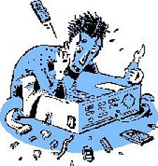 Zeichnung: Techniker repariert einen Computer