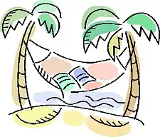 Hängematte zwischen zwei Palmen