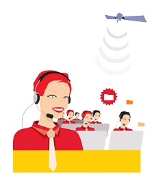 Zeichnung: Frau im Callcenter