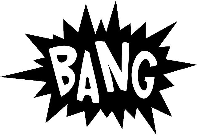 Das Wort BANG auf schwarzem gezackten Hintergrund