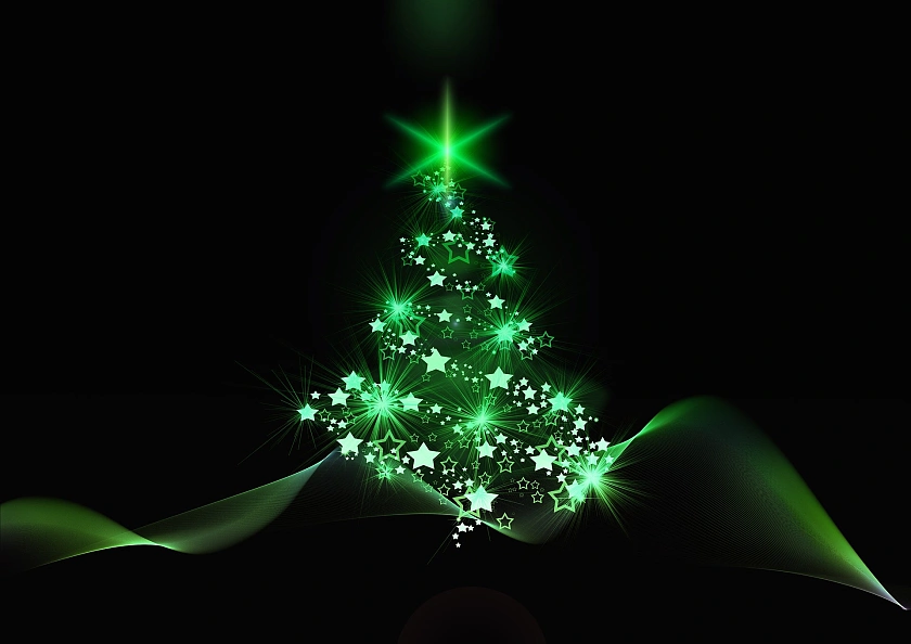 grünleuchtender Weihnachtsbaum (Foto: www.pixabay.com)