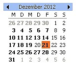 Kalenderblatt von Dezember 2012