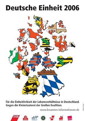 Foto eines Plakats der Gewerkschaften für die Einheitlichkeit der Lebensverhältnisse in Deutschland