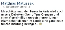 Zitat von Matthias Matussek bei Facebook