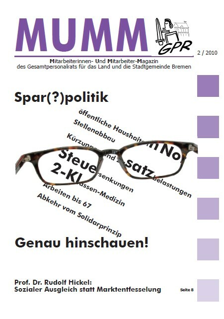 MUMM 2/2010 Titelseite. Sparpolitik? Genau hinschauen!