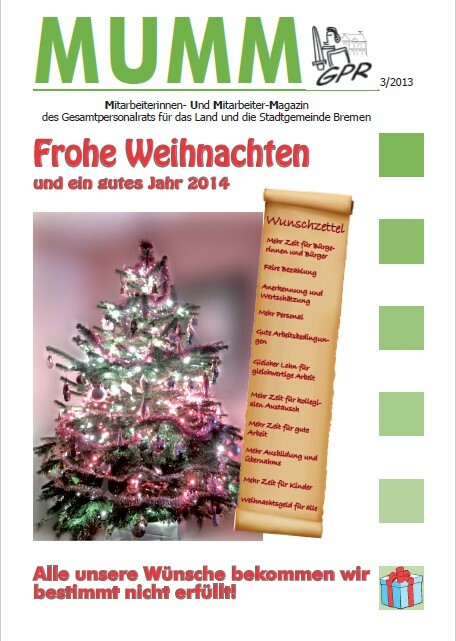 MUMM 3/2013 Titelseite. Frohe Weihnachten - Wunschzettel.