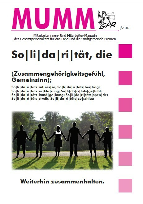 MUMM 3/2016 Titelseite. Solidarität -weiterhin zusammenhalten.