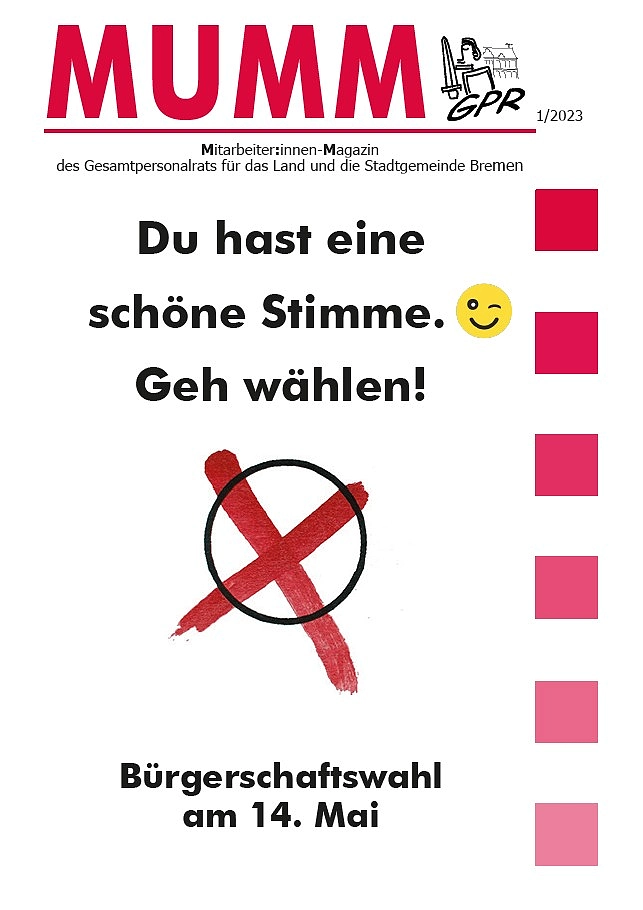Ein Kreuz wie auf einem Stimmzettel. Dazu der Text: Du hast eine schöne Stimme. Geh wählen!