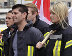 Aufmerksame Zuhörer_innen von der Feuerwehr