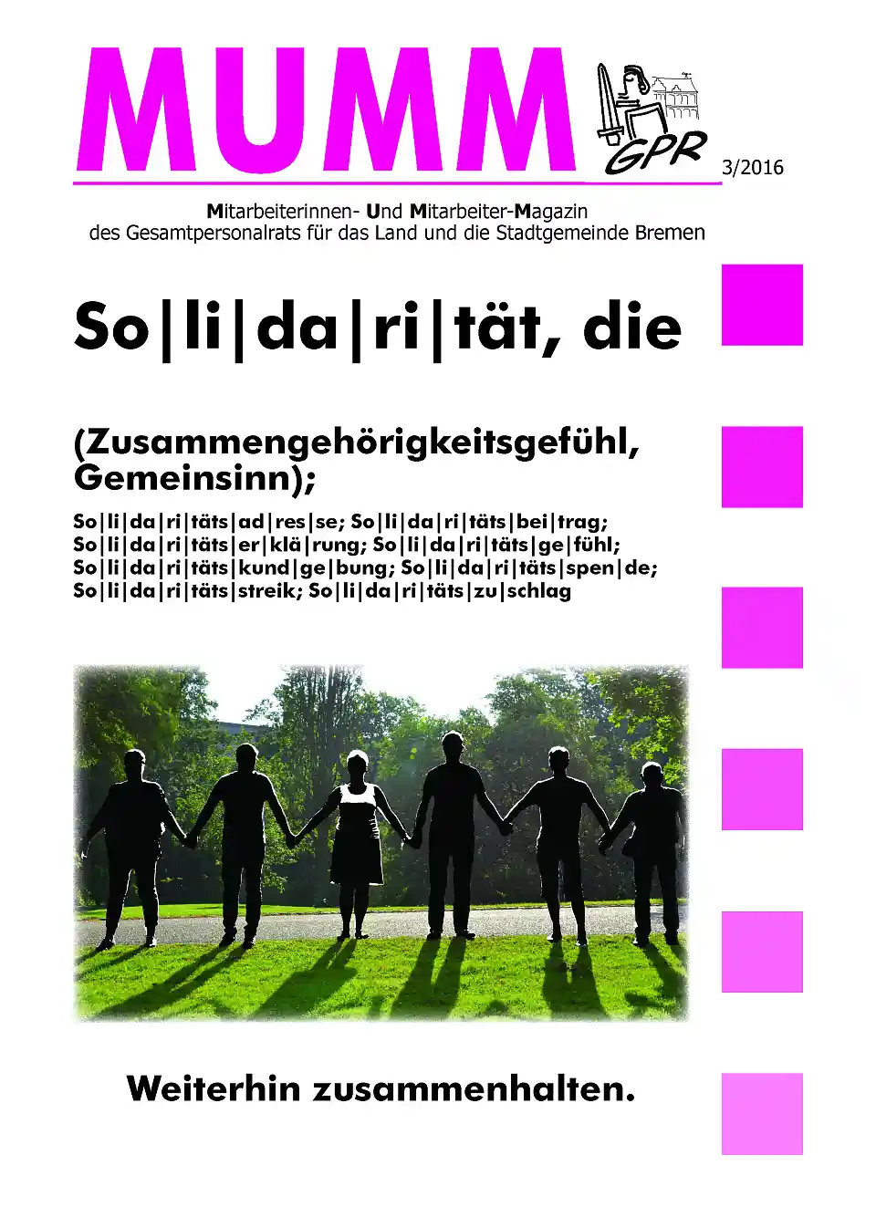 Titelbild des Mitarbeiterinnen- und Mitarbeiter-Magazins 3-2016