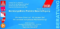 HInweis auf Beratungsbüro prekäre Beschäftigung DGB